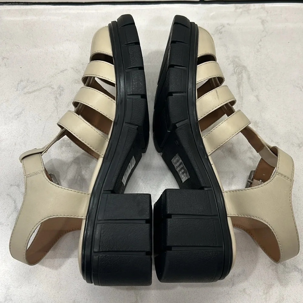 BC Footwear Anthropologie Up Till Dawn Fisherman Sandal Cream Lug Sole 10 NEW